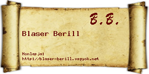 Blaser Berill névjegykártya
